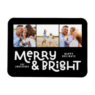 Modern minimale Typografie 3 Foto Weihnachtsspass Magnet