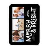 Modern minimale Typografie 3 Foto Weihnachtsspass Magnet (Vertikal)