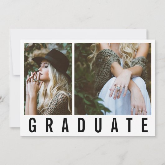 Modern minimaler 3 Foto Abschluss einfach Ankündigung (Vorderseite)