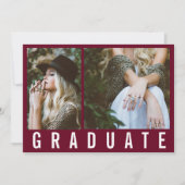 Modern minimaler 3 Foto Abschluss, einfach bordeau Ankündigung (Vorderseite)