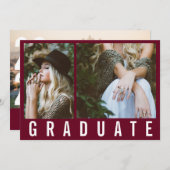 Modern minimaler 3 Foto Abschluss, einfach bordeau Ankündigung (Vorne/Hinten)