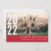 Modern minimaler 3 Foto Abschluss einfach fett rot Ankündigung (Rückseite)