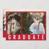 Modern minimaler 3 Foto Abschluss einfach fett rot Ankündigung (Vorne/Hinten)