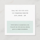 Modern minimaler, blassrosa, blaugrüner Farbblock Quadratische Visitenkarte (Rückseite)