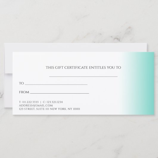 Modern minimaler Gradientenminze, weißes Make-up & (Rückseite)