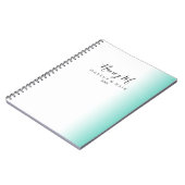 Modern minimaler Gradientenminze, weißes Make-up & Notizblock (Linke Seite)