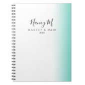 Modern minimaler Gradientenminze, weißes Make-up & Notizblock (Vorderseite)