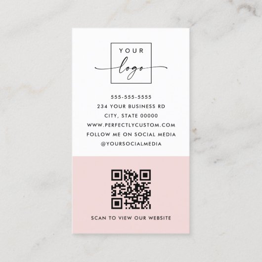 Modern minimaler QR-Code rot-weiß vertikal Visitenkarte (Rückseite)