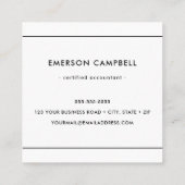 Modern minimaler schwarzer Rand Quadratische Visitenkarte (Rückseite)