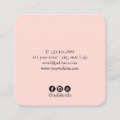 Modern minimaler weißer Marmor und rot-grüne Nägel Quadratische Visitenkarte (Rückseite)