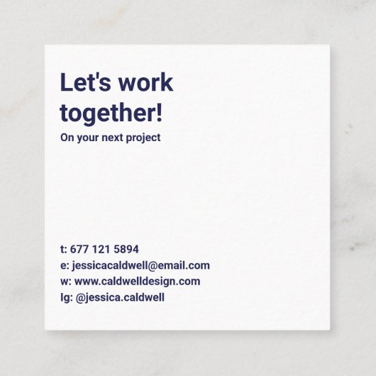 Modern minimales blau-rosa einfaches Grafikdesign Quadratische Visitenkarte (Rückseite)