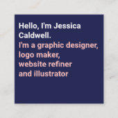 Modern minimales blau-rosa einfaches Grafikdesign Quadratische Visitenkarte (Vorderseite)