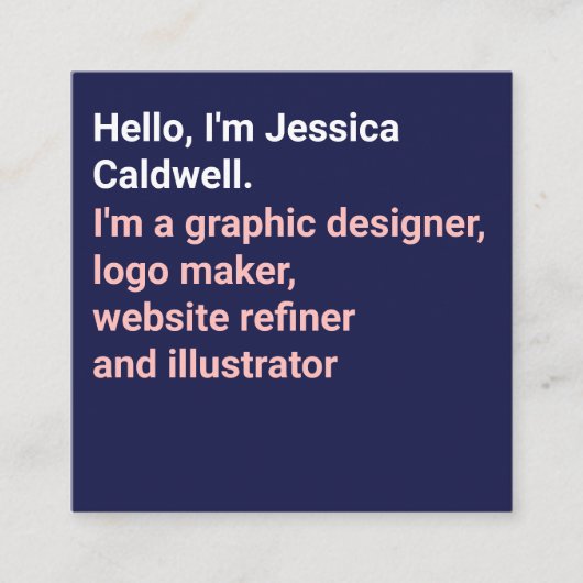 Modern minimales blau-rosa einfaches Grafikdesign Quadratische Visitenkarte (Vorderseite)