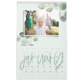 Modern minimales Eukalyptus-Foto-Skript Kalender (Jan 2026)