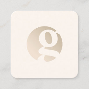Modern minimales Goldbeige-Monogramm   Quadratische Visitenkarte