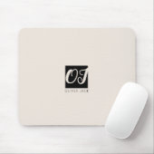 Modern minimales Monogramm | Schwarz und Rosa Mousepad (Mit Mouse)
