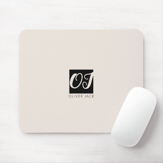 Modern minimales Monogramm | Schwarz und Rosa Mousepad (Mit Mouse)