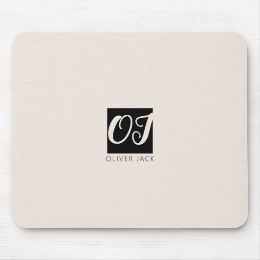 Modern minimales Monogramm | Schwarz und Rosa Mousepad (Vorne)