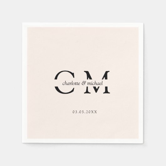Modern minimales Monogramm Serviette (Vorderseite)