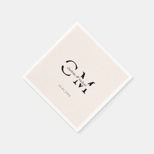 Modern minimales Monogramm Serviette (Ecke)