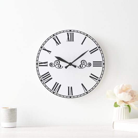 Modern Minimalism Black Roman Numbers Große Wanduhr (Zuhause)