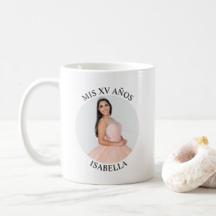 Modern minimalist 15. Geburtstagsfoto rund Kaffeetasse