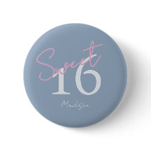 Modern Minimalist 16th Pink Blue Birthday