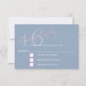 Modern Minimalist 16th RSVP Pink Blue Birthday Karte (Vorderseite)