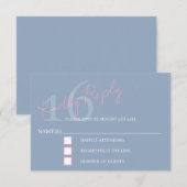 Modern Minimalist 16th RSVP Pink Blue Birthday Karte (Vorne/Hinten)