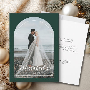 Modern Minimalist 1 Photo Married & Bright Dankes Dankeskarte