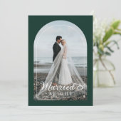 Modern Minimalist 1 Photo Married & Bright  Dankes Dankeskarte (Stehend Vorderseite)