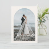 Modern Minimalist 1 Photo Married & Bright  Dankeskarte (Stehend Vorderseite)