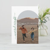 Modern Minimalist 1 Photo Married & Bright    Dankeskarte (Stehend Vorderseite)