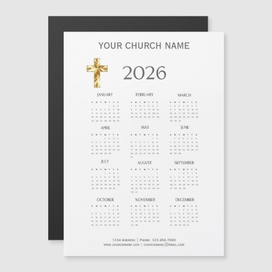 Modern Minimalist 2026 Calendar Magnet (Vorne/Hinten)