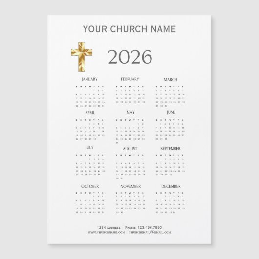 Modern Minimalist 2026 Calendar Magnet (Vorderseite)