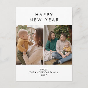 Modern Minimalist 2 Foto-Collage Neujahr Feiertagspostkarte