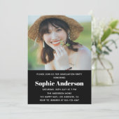 Modern Minimalist 2 Photo Graduation Party Einladung (Stehend Vorderseite)