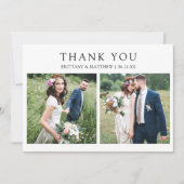 Modern Minimalist 2 Photo Wedding Dankeskarte (Vorderseite)