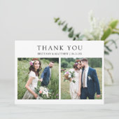 Modern Minimalist 2 Photo Wedding Dankeskarte (Stehend Vorderseite)