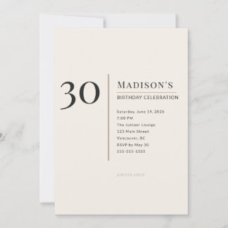 Modern Minimalist 30th Adult Birthday Celebration Einladung