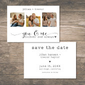 Modern Minimalist 3 Photo Script Collage Wedding Save The Date