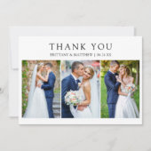 Modern Minimalist 3 Photo Wedding Dankeskarte (Vorderseite)