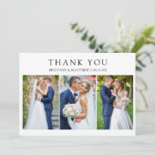 Modern Minimalist 3 Photo Wedding Dankeskarte (Stehend Vorderseite)