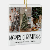 Modern Minimalist 4 Photo Collage Family Name Year Keramikornament (Rechts)