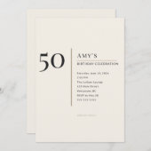 Modern Minimalist 50th Adult Birthday Celebration Einladung (Vorne/Hinten)