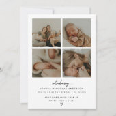 Modern Minimalist 5 Baby Photos Birth Ankündigung (Vorderseite)