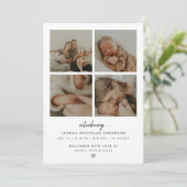 Modern Minimalist 5 Baby Photos Birth Ankündigung (Stehend Vorderseite)