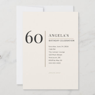 Modern Minimalist 60th Adult Birthday Celebration Einladung