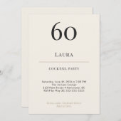 Modern Minimalist 60th Birthday Cocktail Party Einladung (Vorne/Hinten)