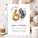 Modern Minimalist 60th Birthday Photo Einladung<br><div class="desc">Modern Minimalist 60th Birthday Photo Invitation | Gold Balloon Milestone Party Invite. Celebrate turning Sixty in elegant style with this Modern Minimalist 60th Birthday Photo Invitation ✨ Featuring chic gold balloon typography and a clean, contemporary layout, this design allows you to personalize the invitation with your own photo — making...</div>